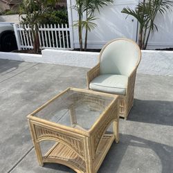 Bamboo, Antique Table And Chair