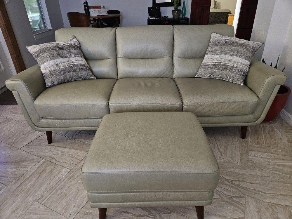 Harrington Park Leather Sofa and Loveseat