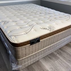 12in King Size Organic Cloud Comfort Europillow Top Mattress and Boxspring 