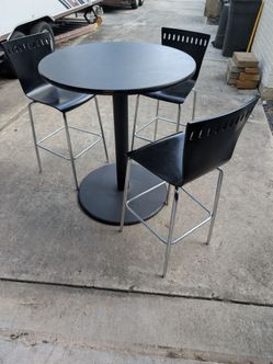Pub Height Table & 3 Matching Chairs-Black