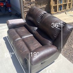 Brown Leather Recliner Sofa 