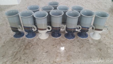 12 handmade, hand painted ceramic coffee mugs - lead free, organic paint!