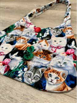 Handmade Shoulder Bag with Cat Pattern