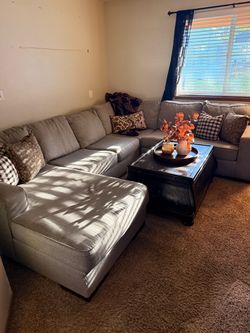 Gray Fabric Sectional Sofa with Chaise