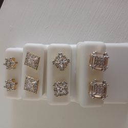 Cubic Zirconia Gold Plated Silver Earrings