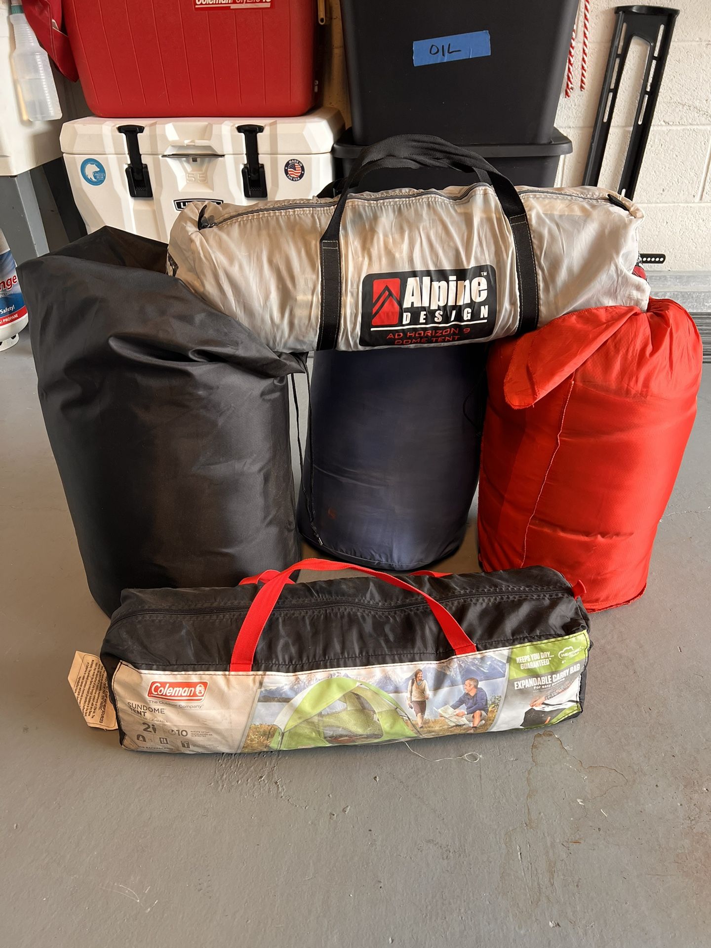 2 Tents And 3 Sleeping Bags