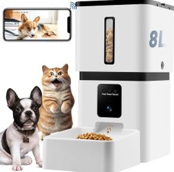 Automatic Dog Feeder with Camera - 8L/33 Cups Smart Dog Feeder 5GHz/2.4GHz WiFi App Control for Small/Medium Dogs & Cats, 1080P HD Night Vision 2-Way 