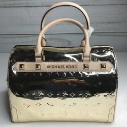 Michael Kors Gold Kara LG Satchel Duffle Bag 