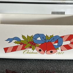 Vintage Corning Ware 1977 Employee Christmas Gift Loaf Pan Candy Cane & Bell P-315-B