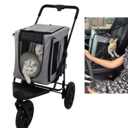 3 in 1 Dog Cat Stroller with Detachable Carrier 