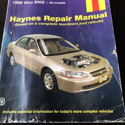 Haynes Repair Manual For ‘98-‘02 Honda Accord All Models 