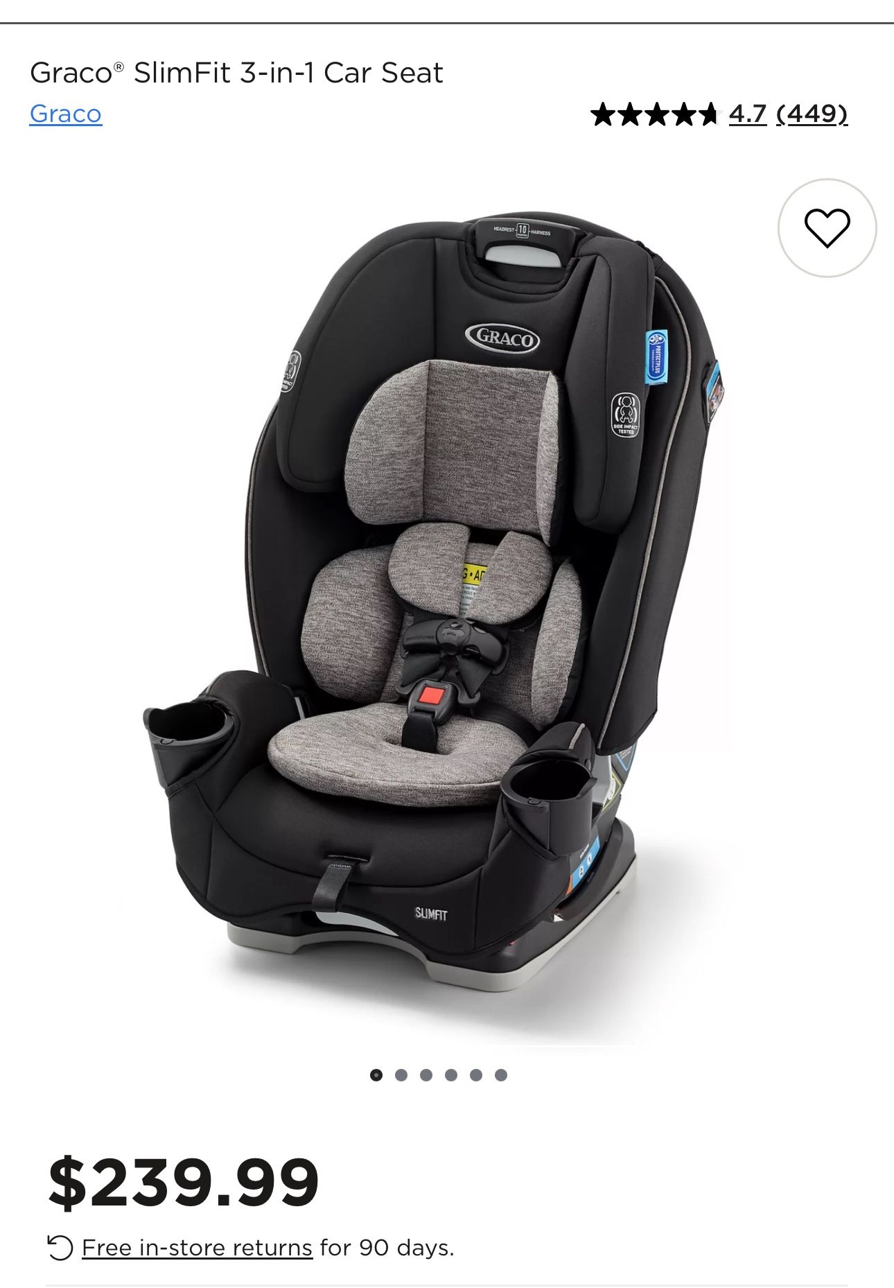 BRAND NEW SLIMFIT CARSEAT 3-1