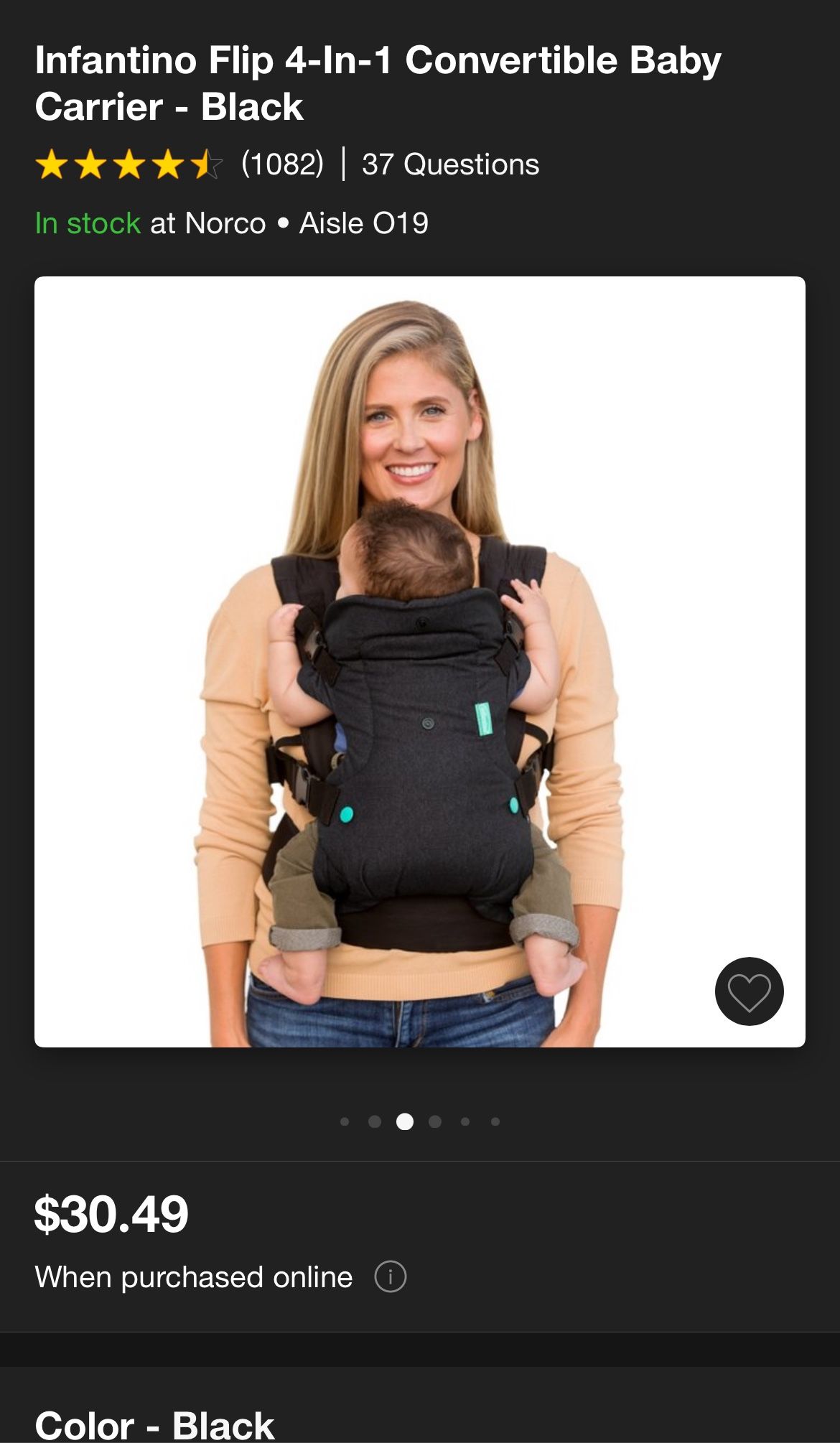 Infantino 4 In 1 Baby Carrier Black