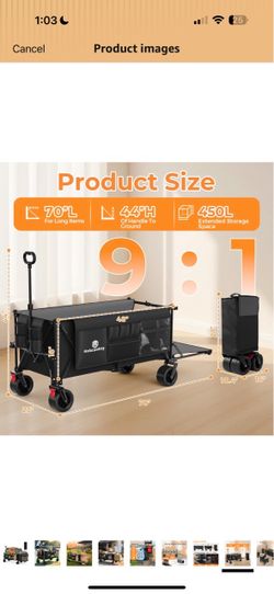 Holacamking Large Folding Wagon Cart