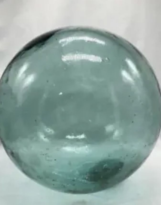 Huge Antique Green Hand Blown Japanese Glass Fishing Float 44" Circumference