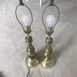Set Of 2 Vintage Leviton Mid Century Brass Table Lamp