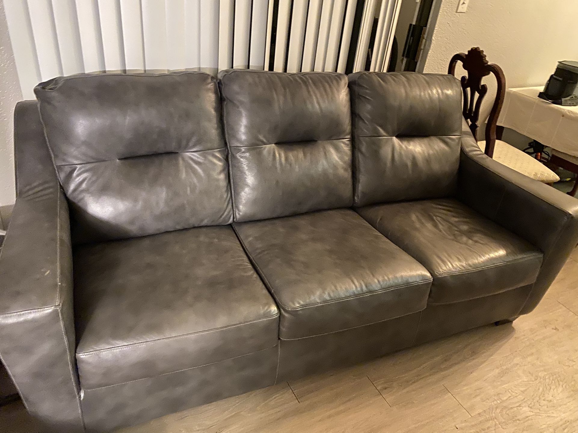 3 Seater Couches For Living Room, Leather Fabric, Wood Frame