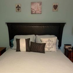 Head Board, Bed Frame, 2 Nightstands 