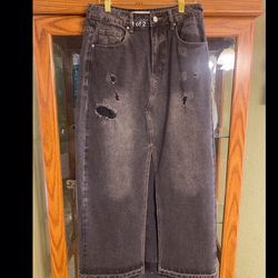 Ladies long denim skirt