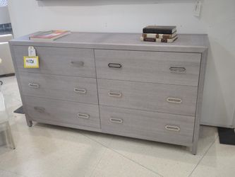 Ariel Gray Grasscloth 6-Drawer Dresser