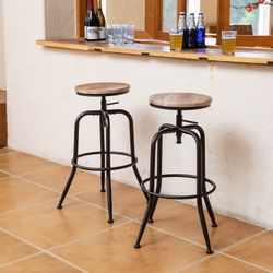 Anacletus 27" Industrial Swivel Bar Stools Set of 2