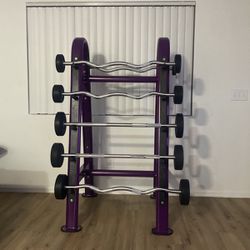 Barbell Rack With 6 Different Weight Barbells