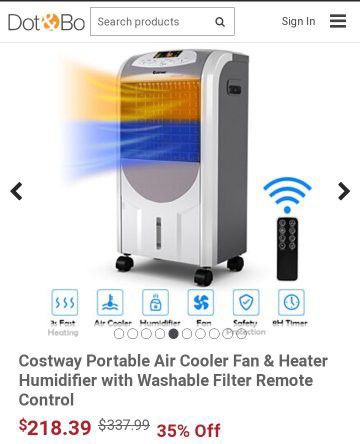 Selling a brand new Costway Portable Air Cooler Fan & Heater Humidifier with Washable Filter Remote
