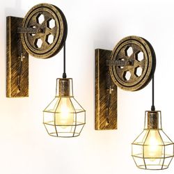 Retro Wall Light Fixtures 2Pack Antique Bronze Vintage