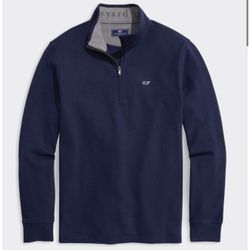 New Men’s VINEYARD VINES Saltwater Quarter Zip Nautical Navy Zip - Size Medium