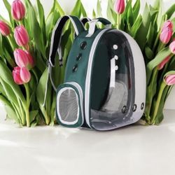 Green -PetPack Adorable Bubble Carrying Bag for Small, Medium dogs Cats, Space Capsule Pet Park, Hiking backpack, Airline Approved Travel Carrier  