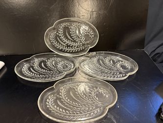 4 Vintage Snack Tea Plates Homestead Wheat by Federal Glass Company 10” x 7”