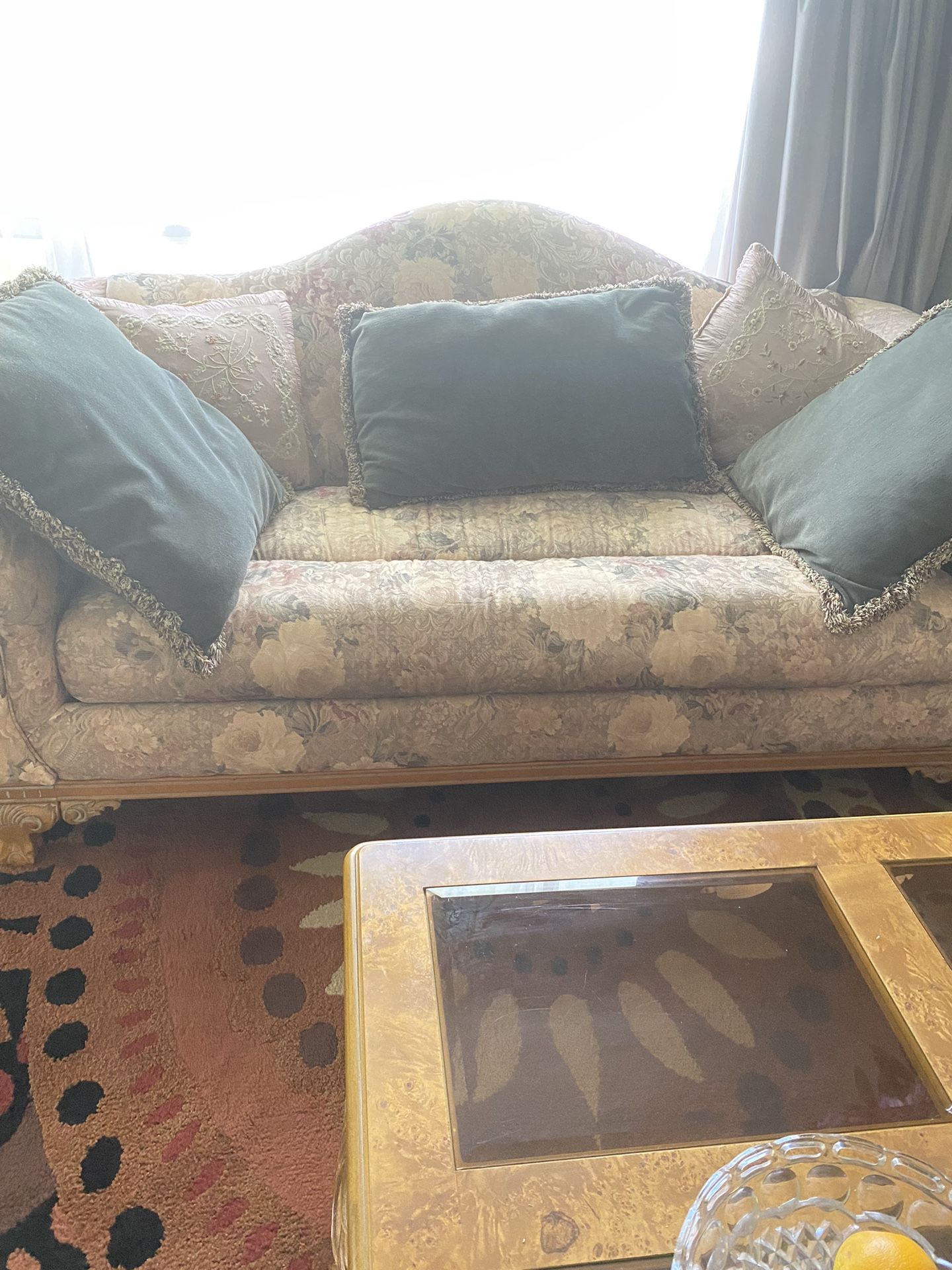 Furniture Living Set :sofa, Loveseat, 3 Tables Plus Free Two Lamps