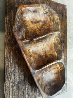 Wood 3 section serving piece 14 1/2”