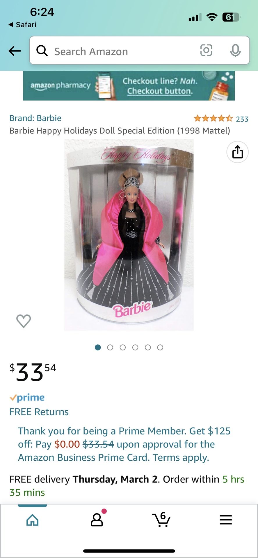 Happy Holiday Barbie. 