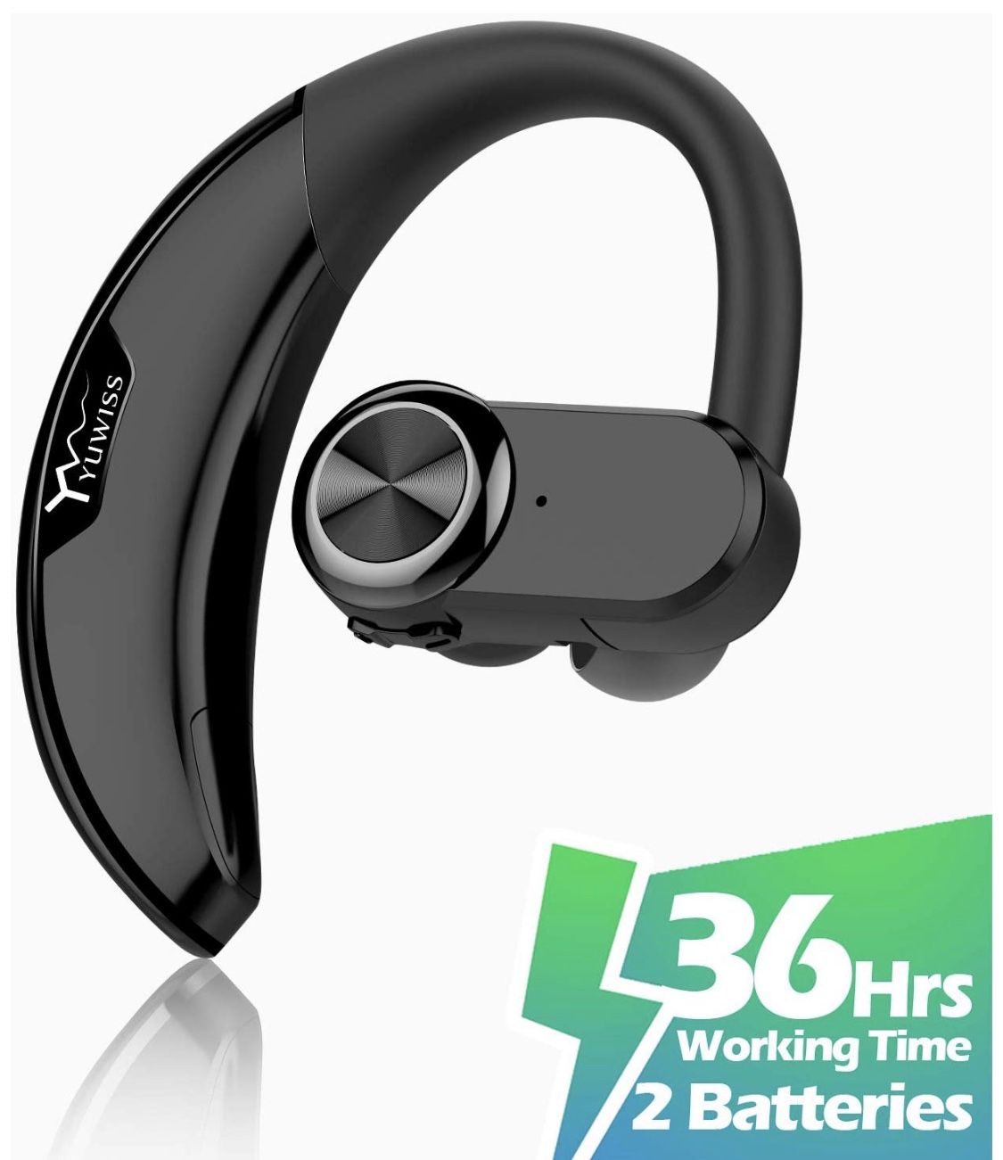 Bluetooth Headset [36Hrs Playtime, 2 Batteries, V4.2] Wireless Bluetooth Earpiece for Cell Phone Noise Canceling Car Earbuds Headphones with Mic Comp