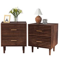 A Set of 2 Drawer Midcentury Nghtstands