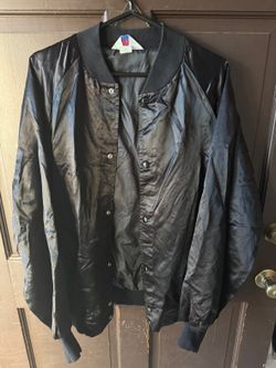 Vintage West Ark Black Satin Bomber Jacket — Mountain View Casino & Bowl — Men's L