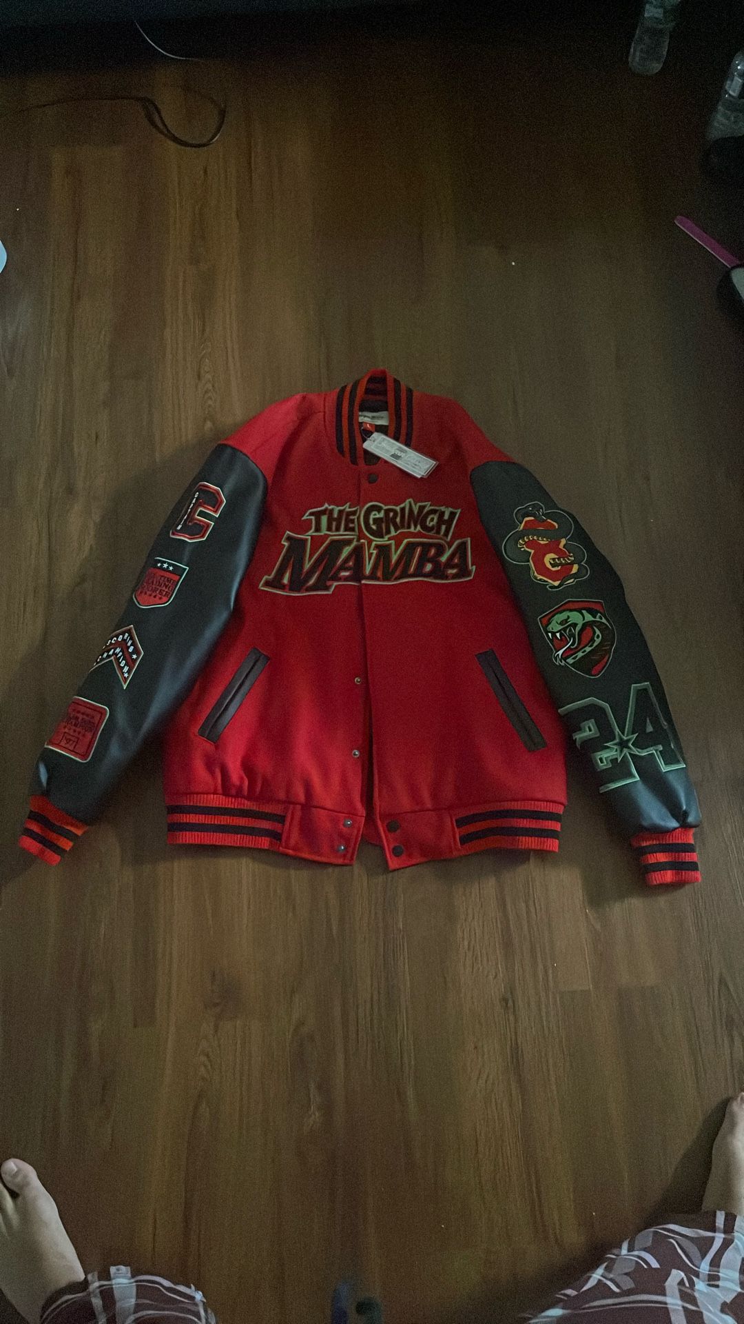 Kobe Bryant The Grinch Mamba Red Varsity jacket  