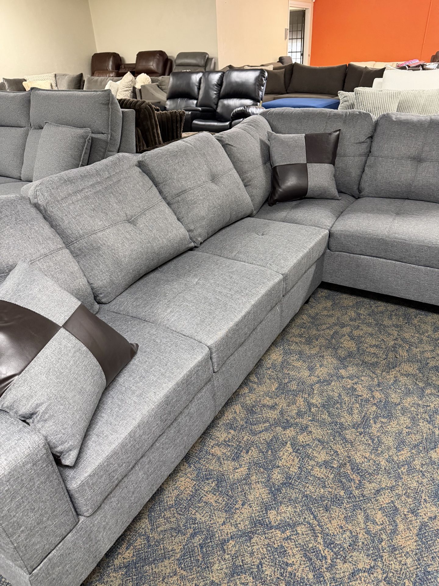 Pretty Grey Couch - SAME DAY DELIVERY - Other Colors Available - 0 Money Down