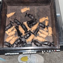 Hand Carved Board And Pieces Or Players Chess 