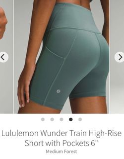 Lululemon Wunder Train High-Rise Short with Pockets 6" Shorts Size 8  Medium Forest LIKE NEW  Description:  Lululemon Wunder Train High-Rise Short wit