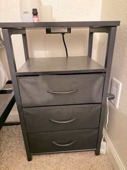 Black Nightstand rwith Charging Station