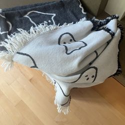 IKEA 100%Cotton Throw & 2 Totoro Bolster Pillows
