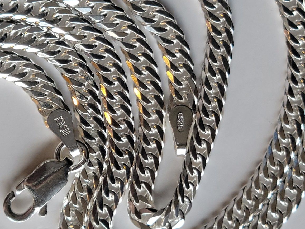 24" - 4mm - Double Cuban Link Chain Necklace  - New - Italian Sterling Silver 