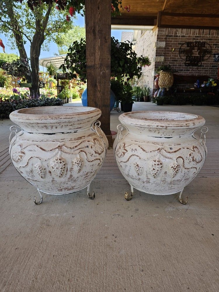 White Grapes Clay Pots . (Planters) Plants, Pottery, Talavera $65 cada una.