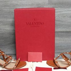 Valentino Rockstud Caged 60 Leather Ankle Strap Sandal Women's Brown 37