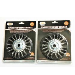 2 ILLINOIS INDUSTRIAL 4-1/2" COARSE KNOTTED WIRE WHEELS 5/8"-11 ANGLE GRINDER