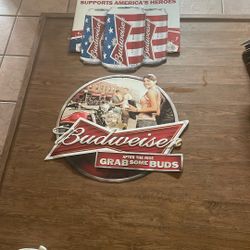Budweiser Metal Beer Sign Breweriana
