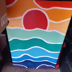 HAND-PAINTED Small "Dorm Size" Refrigerator