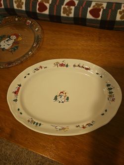 Christmas Holiday Oval Ceramic Serving Platter